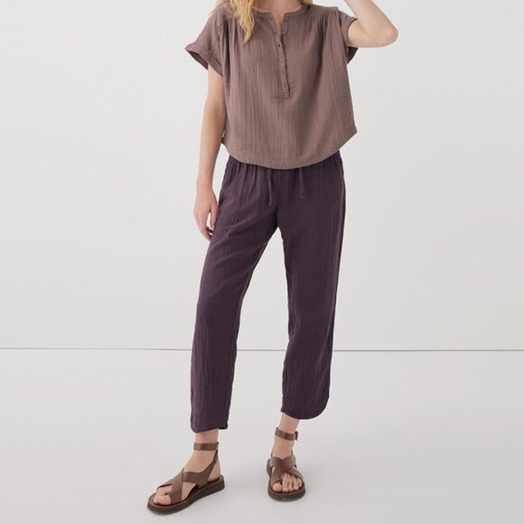 Pact Tops - PACT Women's Coastal Double Gauze Pant + Top Set in Plum